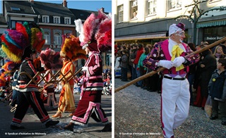 Kleurrijk verklede mensen tijdens het carnaval