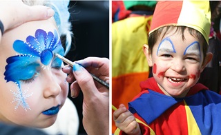 Geschminkte kinderen tijdens het carnaval