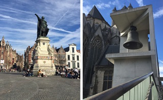 Links: standbeeld van Jacob van Artevelde  // Rechts: Sint-Niklaaskerk in Gent